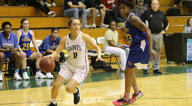 Bench Leads No. 8 Lady Saints to Win Over Frank Phillips