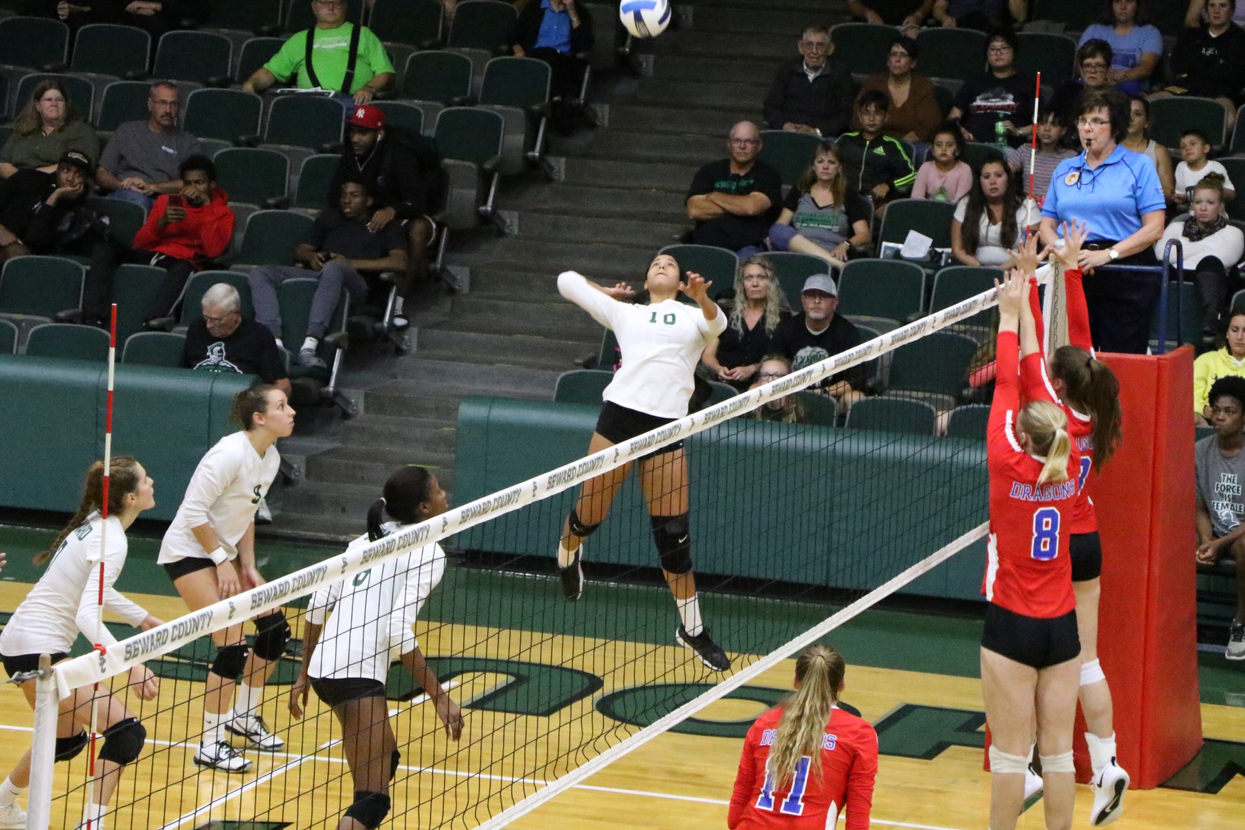 No. 3 Lady Saints rally to knock off Hutchinson Blue Dragons in four sets